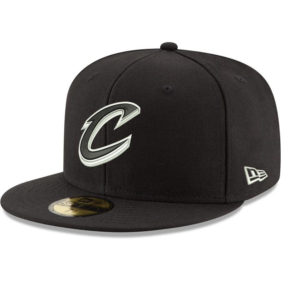 Cleveland Cavaliers New Era Black & White Logo 59FIFTY Fitted Hat - Black