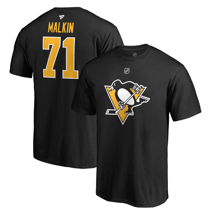 Evgeni Malkin Pittsburgh Penguins Fanatics Branded Authentic Stack Name & Number T-Shirt - Black