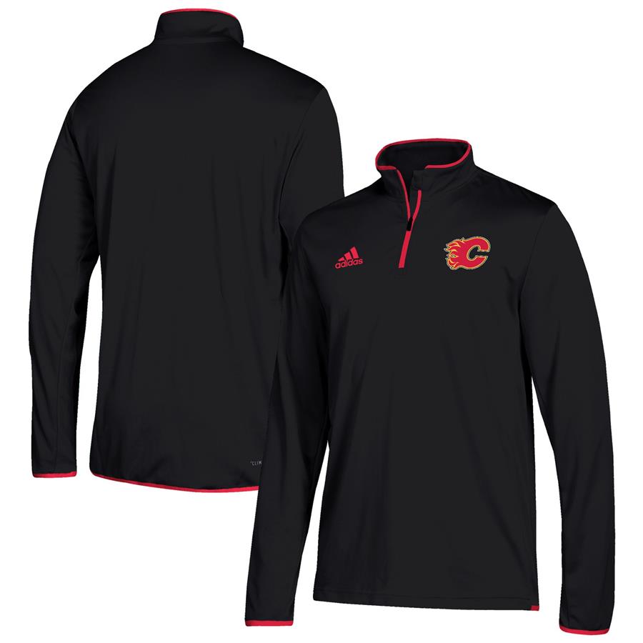 Calgary Flames adidas climalite Quarter-Zip Pullover Jacket - Black