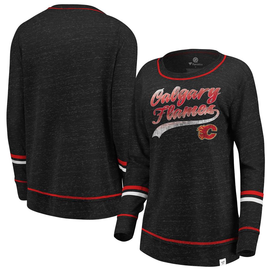 Calgary Flames Fanatics Branded Women's Giant Dreams Speckle Long Sleeve T-Shirt - Black