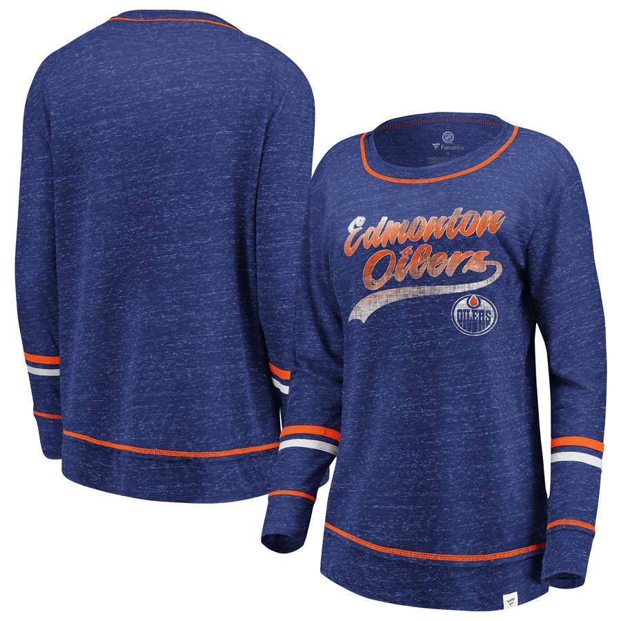 Edmonton Oilers Fanatics Branded Women's Giant Dreams Speckle Long Sleeve T-Shirt - Navy