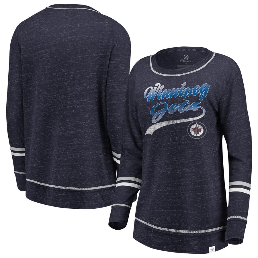 Winnipeg Jets Fanatics Branded Women's Giant Dreams Speckle Long Sleeve T-Shirt - Navy
