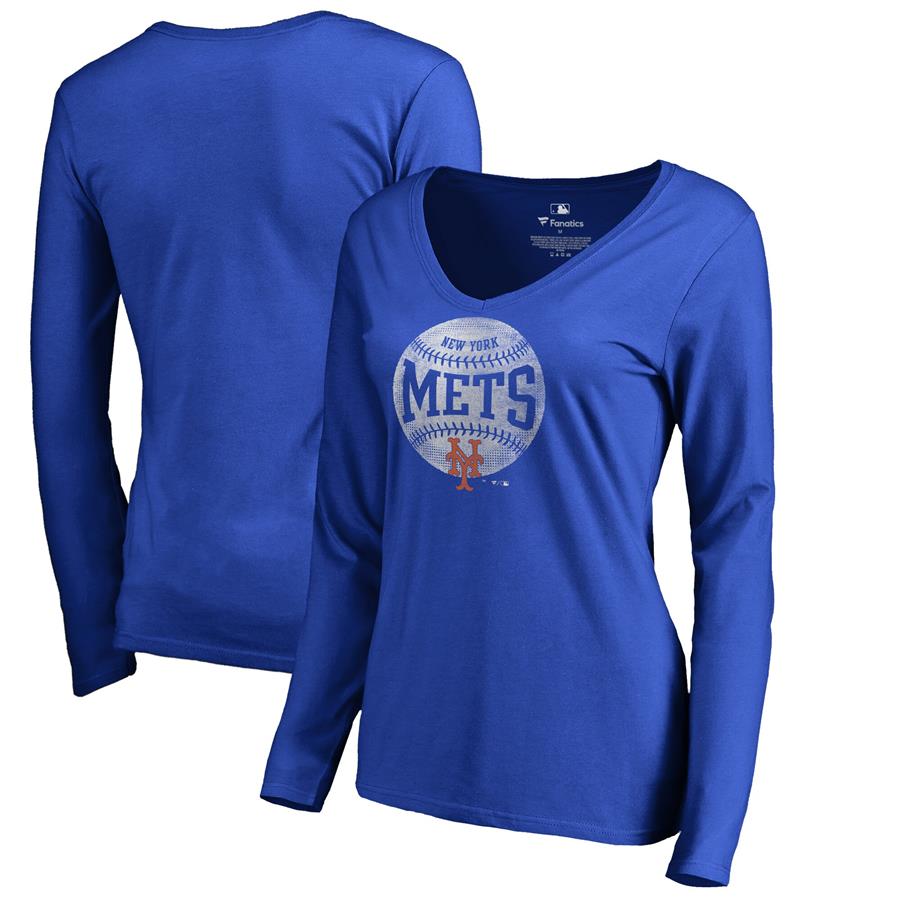 New York Mets Fanatics Branded Women's Cooperstown Collection Slider Long Sleeve V-Neck T-Shirt - Royal