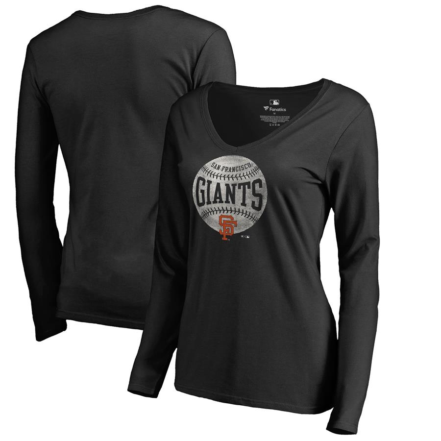 San Francisco Giants Fanatics Branded Women's Cooperstown Collection Slider Long Sleeve V-Neck T-Shirt - Black