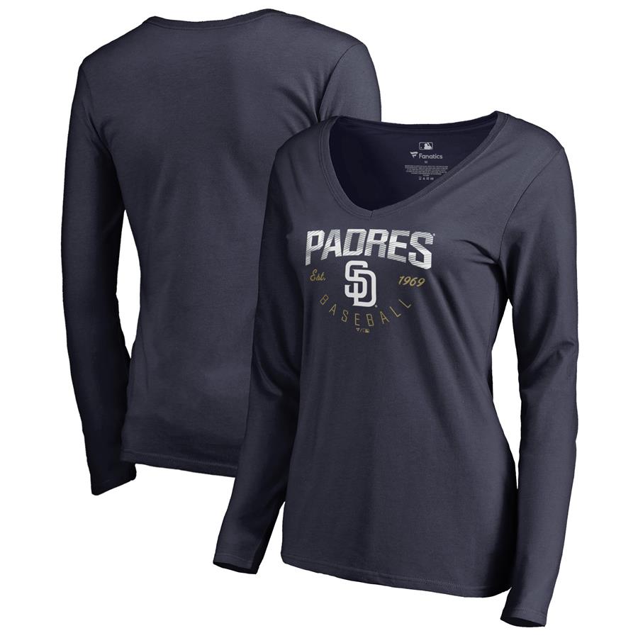 San Diego Padres Fanatics Branded Women's Live For It Long Sleeve T-Shirt - Navy
