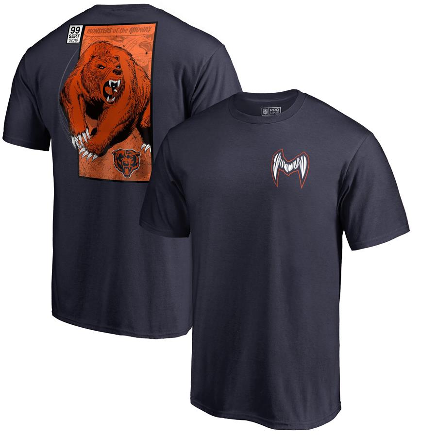 Chicago Bears NFL Pro Line by Fanatics Branded Midway Monster T-Shirt - Navy