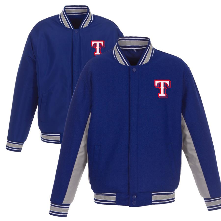 Texas Rangers JH Design Wool Poly-Twill Accent Full Snap Jacket - Royal