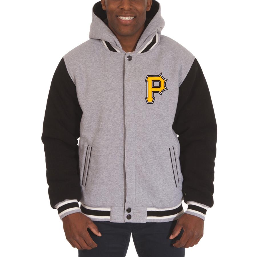 Pittsburgh Pirates JH Design Reversible Fleece Full Snap Hoodie - Gray