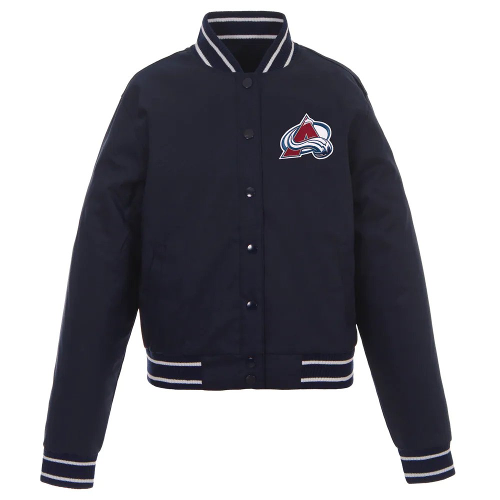 Colorado Avalanche JH Design Women's Poly-Twill Front-Hit Full-Snap Jacket - Navy