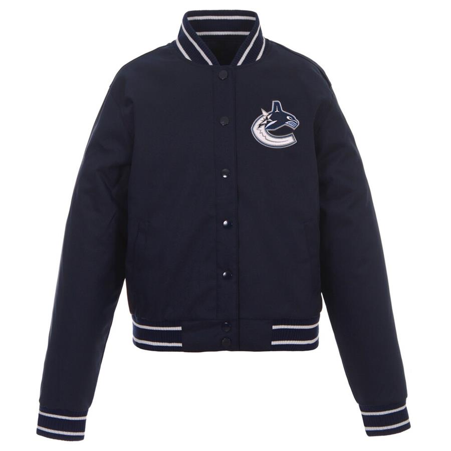 Vancouver Canucks JH Design Women's Poly-Twill Front-Hit Full-Snap Jacket - Navy