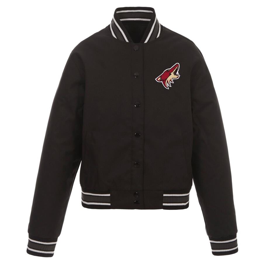 Arizona Coyotes JH Design Women's Poly-Twill Front-Hit Full-Snap Jacket - Black