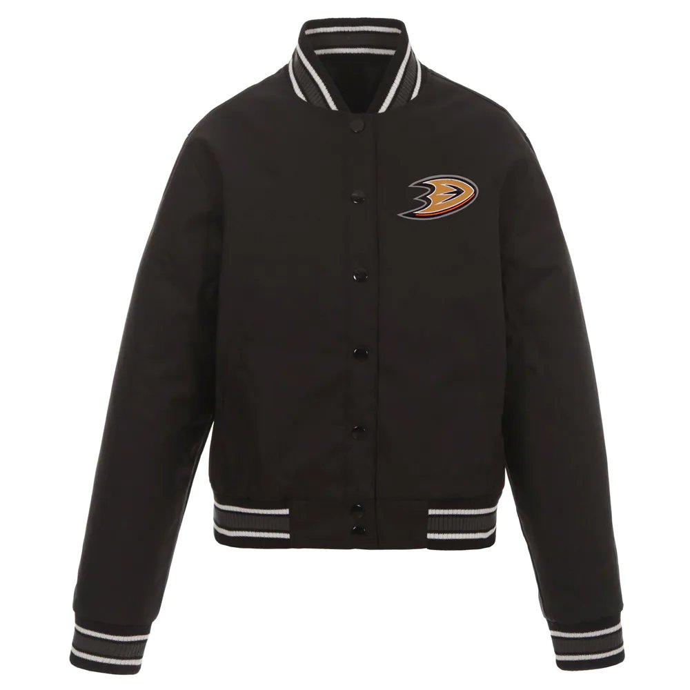 Anaheim Ducks JH Design Women's Poly-Twill Front-Hit Full-Snap Jacket - Black