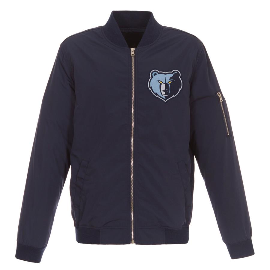 Memphis Grizzlies JH Design Lightweight Nylon Full-Zip Bomber Jacket - Navy