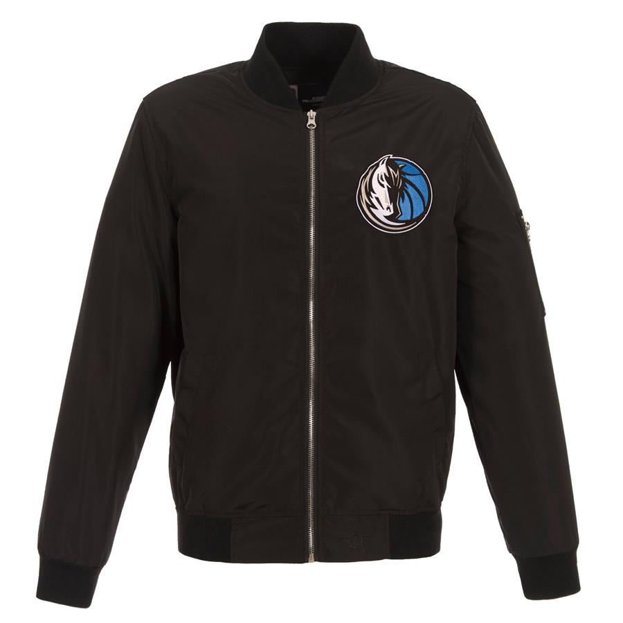 Dallas Mavericks JH Design Lightweight Nylon Full-Zip Bomber Jacket - Black