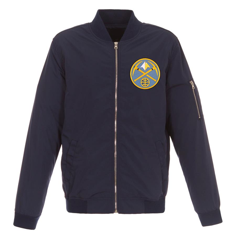 Denver Nuggets JH Design Lightweight Nylon Full-Zip Bomber Jacket - Navy
