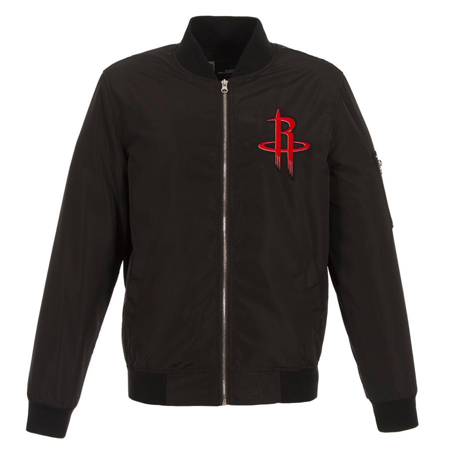 Houston Rockets JH Design Lightweight Nylon Full-Zip Bomber Jacket - Black