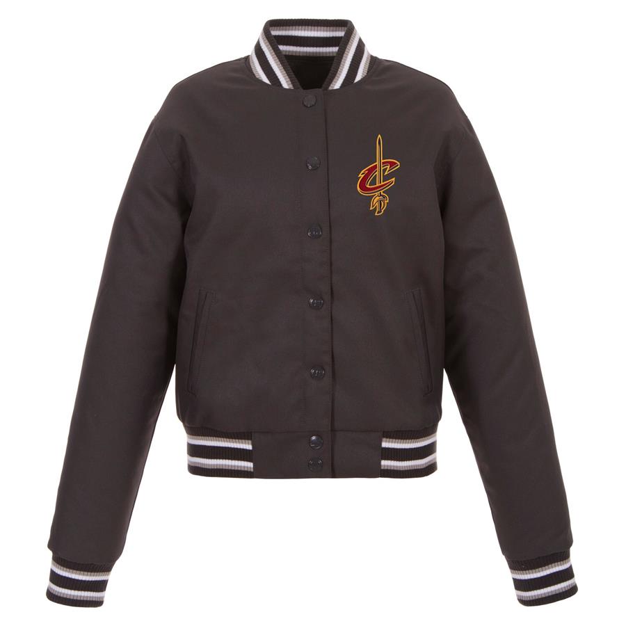 Cleveland Cavaliers JH Design Women's Poly-Twill Full-Snap Jacket - Charcoal