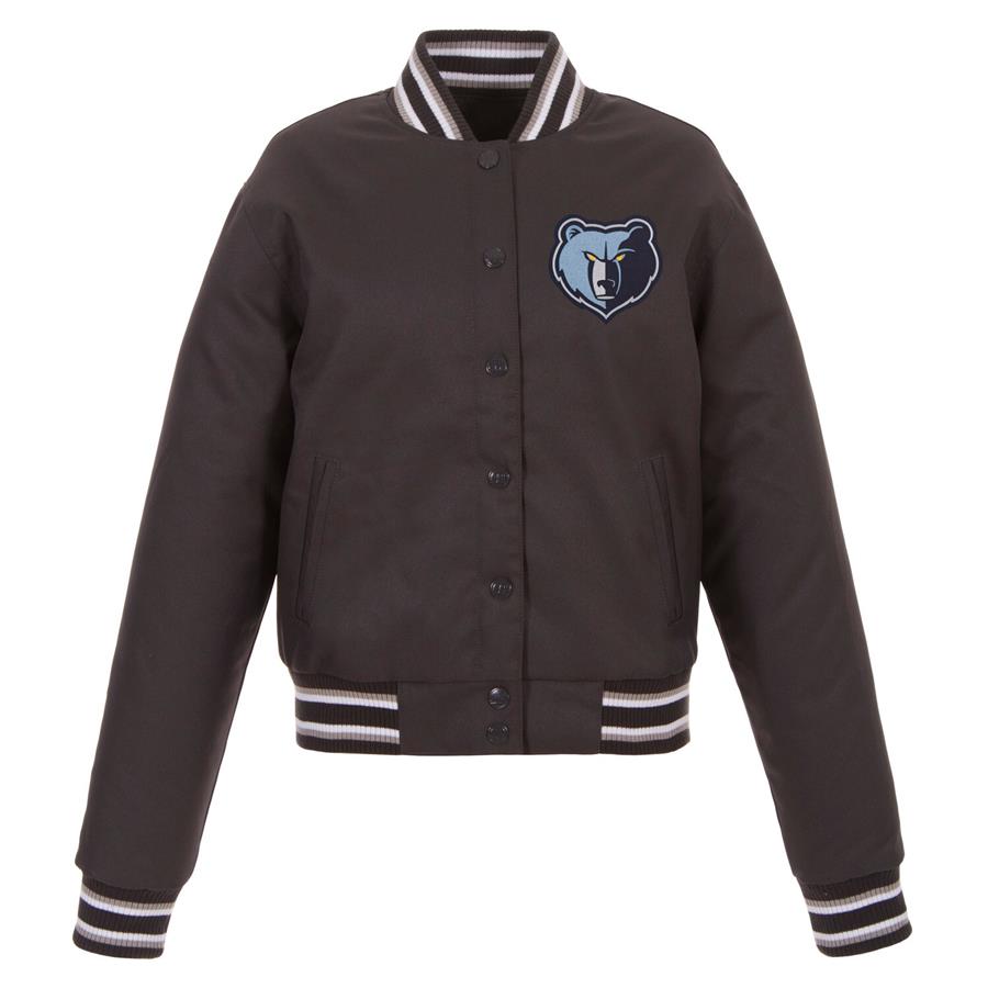Memphis Grizzlies JH Design Women's Poly-Twill Full-Snap Jacket - Charcoal