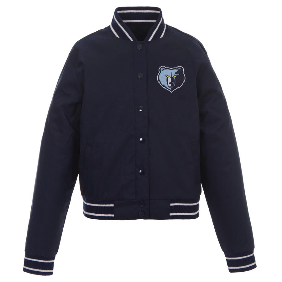 Memphis Grizzlies JH Design Women's Poly-Twill Full-Snap Jacket - Navy