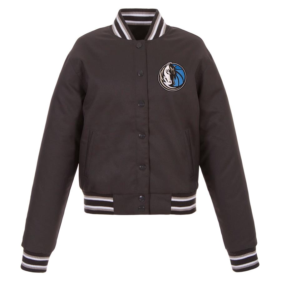 Dallas Mavericks JH Design Women's Poly-Twill Full-Snap Jacket - Charcoal