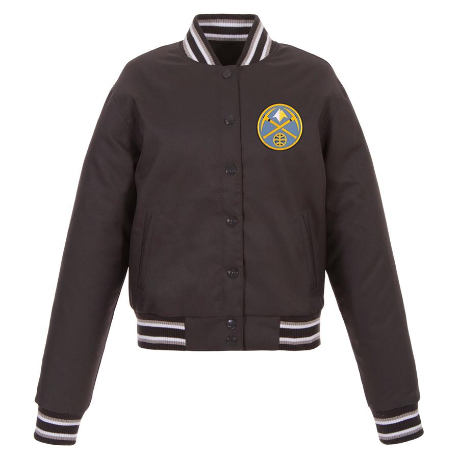 Denver Nuggets JH Design Women's Poly-Twill Full-Snap Jacket - Charcoal