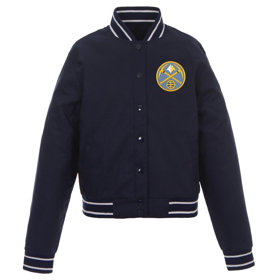 Denver Nuggets JH Design Women's Poly-Twill Full-Snap Jacket - Navy