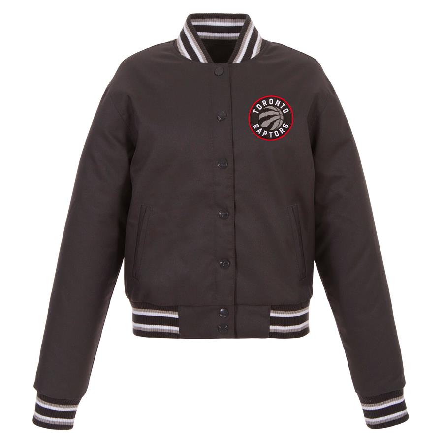 Toronto Raptors JH Design Women's Poly-Twill Full-Snap Jacket - Charcoal