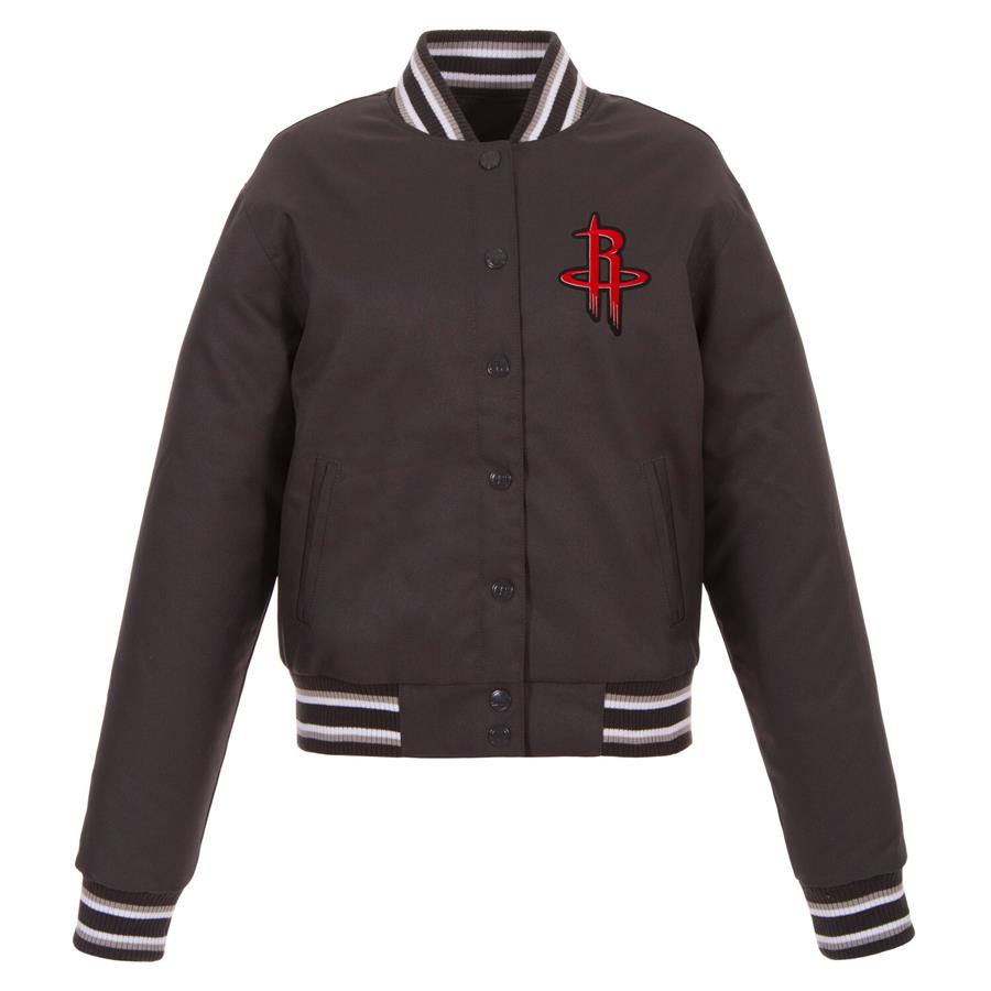 Houston Rockets JH Design Women's Poly-Twill Full-Snap Jacket - Charcoal