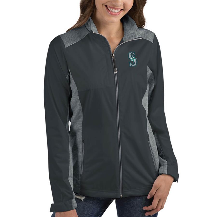 Seattle Mariners Antigua Women's Revolve Full-Zip Jacket - Charcoal
