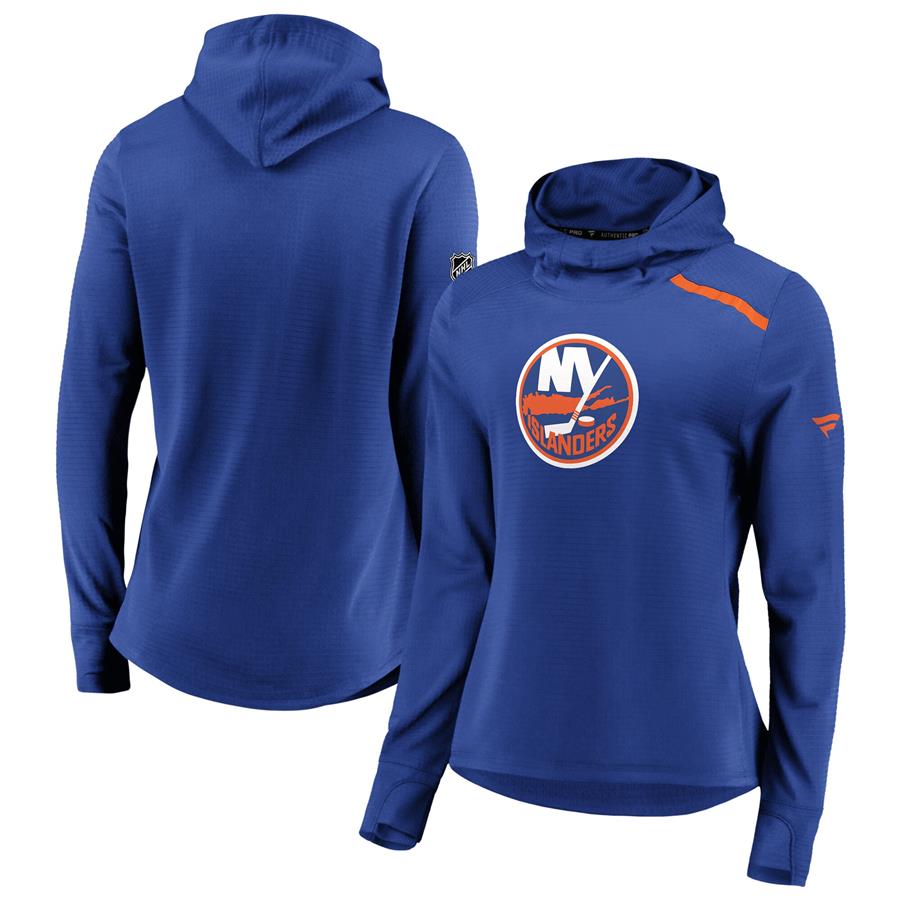 New York Islanders Fanatics Branded Women's Authentic Pro Rinkside Transitional Pullover Hoodie - Royal