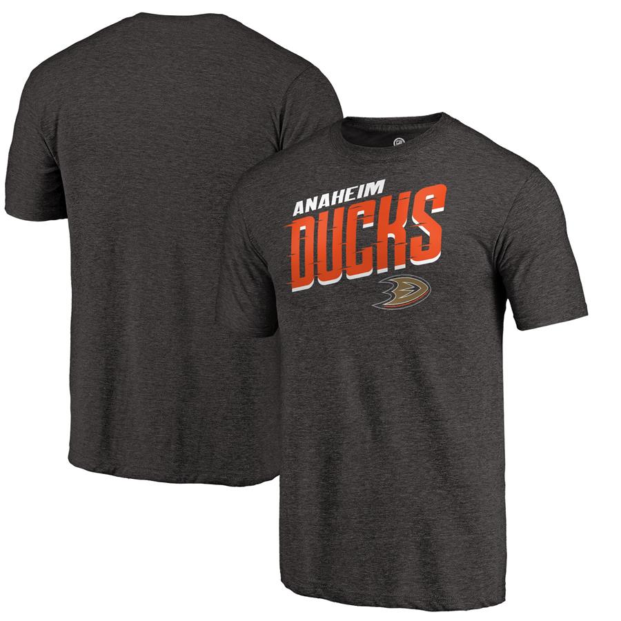 Anaheim Ducks Fanatics Branded Slant Strike Tri-Blend T-Shirt - Black