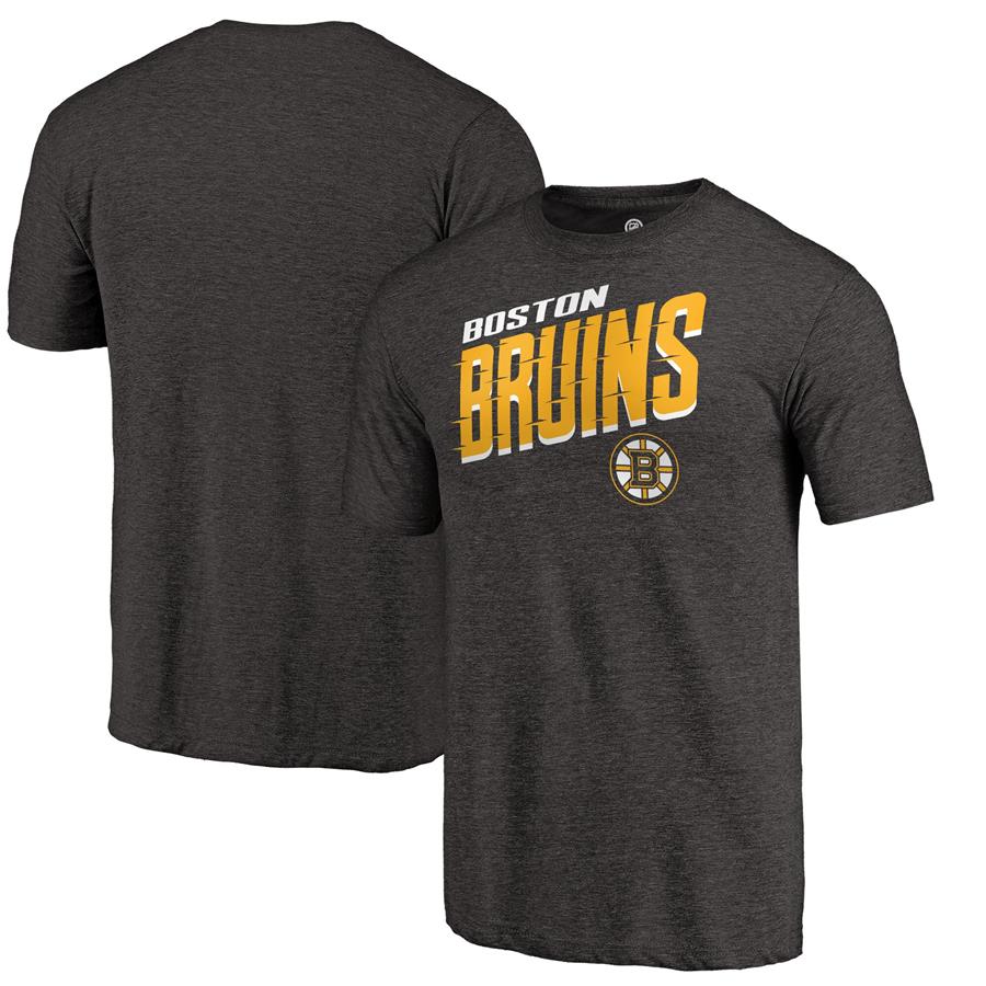 Boston Bruins Fanatics Branded Slant Strike Tri-Blend T-Shirt - Black