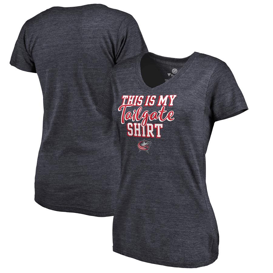 Columbus Blue Jackets Fanatics Branded Women's Air Tri-Blend V-Neck T-Shirt - Navy