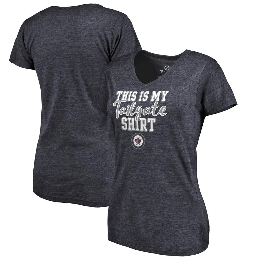 Winnipeg Jets Fanatics Branded Women's Air Tri-Blend V-Neck T-Shirt - Navy
