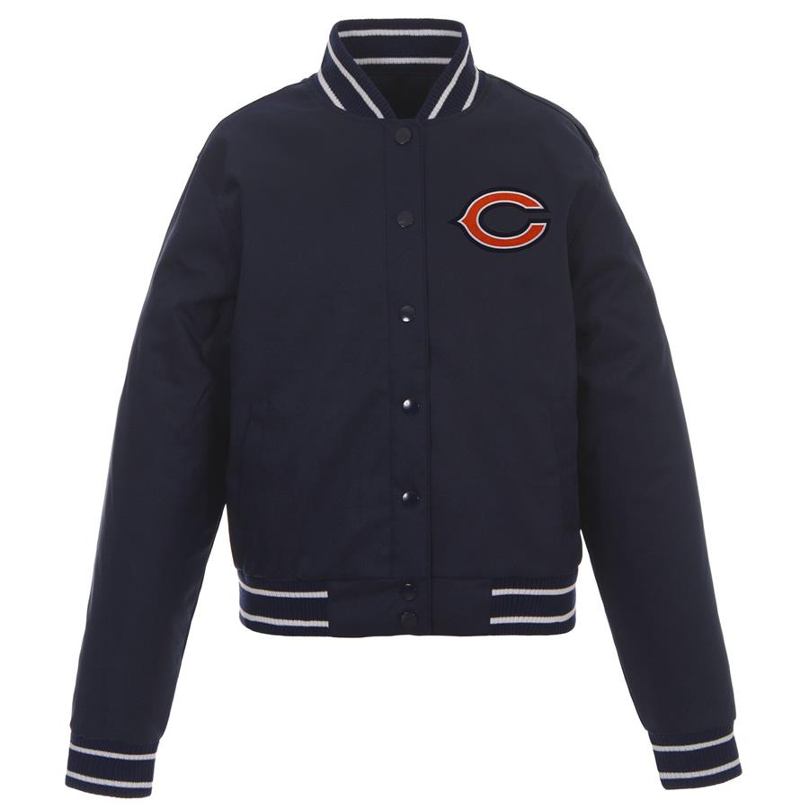 Chicago Bears JH Design Women's Embroidered Logo Poly Twill Jacket - Navy
