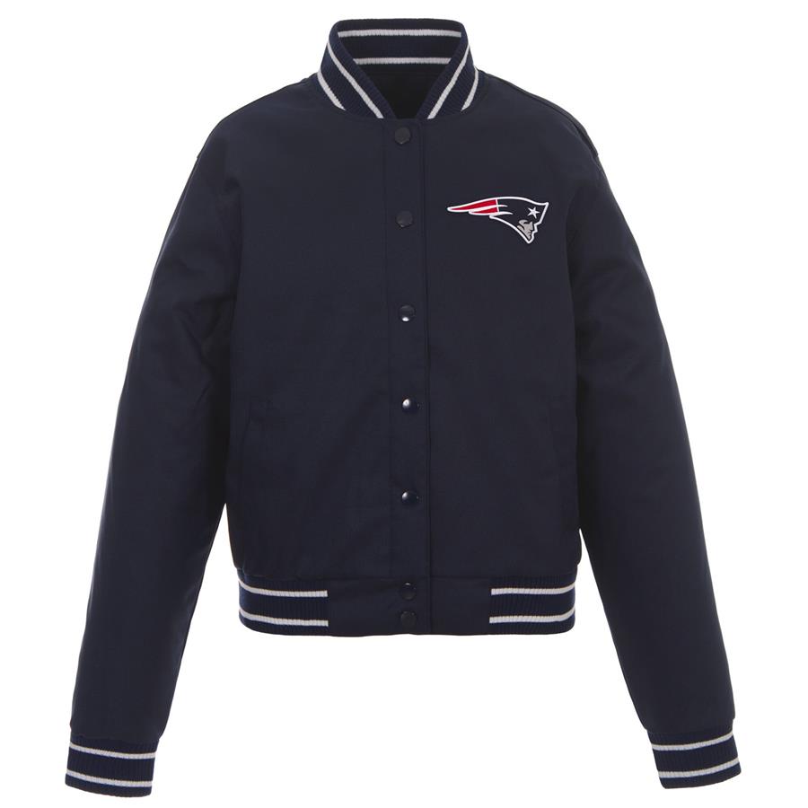 New England Patriots JH Design Women's Embroidered Logo Poly Twill Jacket - Navy