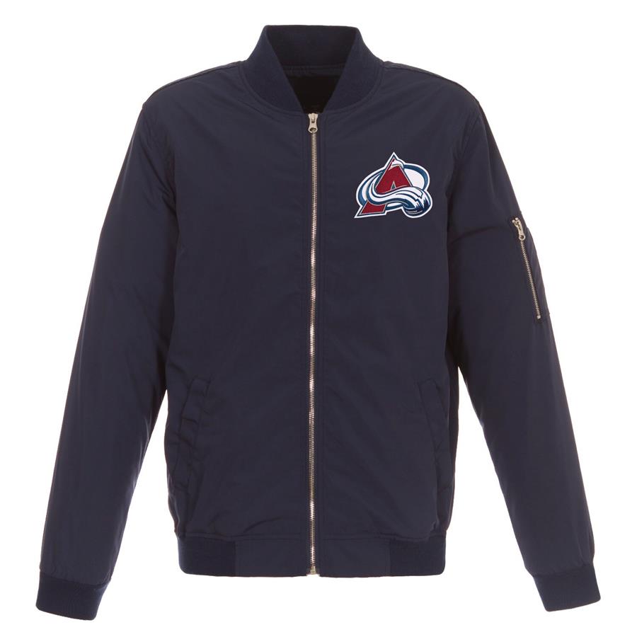 Colorado Avalanche JH Design Lightweight Nylon Bomber Jacket - Navy