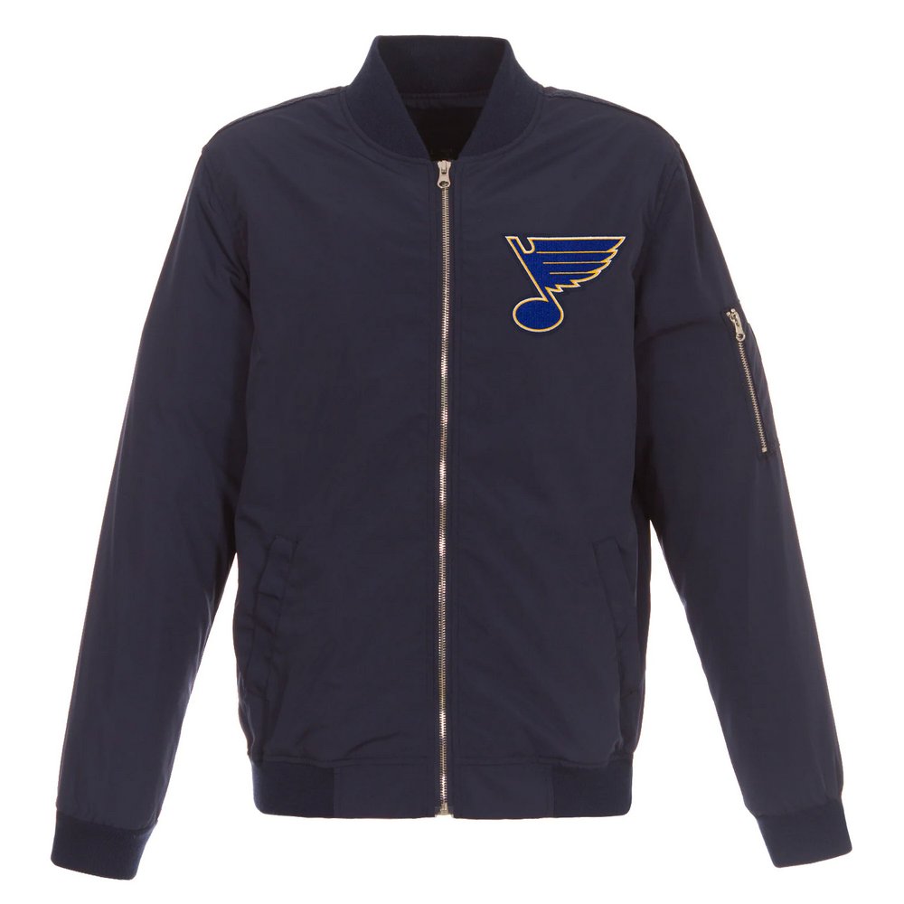 St. Louis Blues JH Design Lightweight Nylon Bomber Jacket - Navy