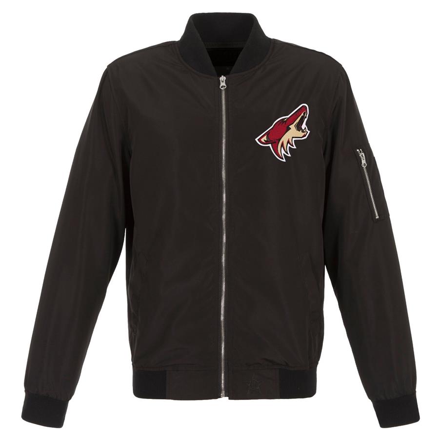 Arizona Coyotes JH Design Lightweight Nylon Bomber Jacket - Black