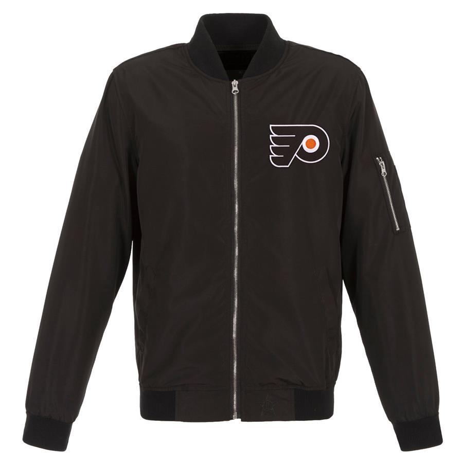 Philadelphia Flyers JH Design Lightweight Nylon Bomber Jacket - Black