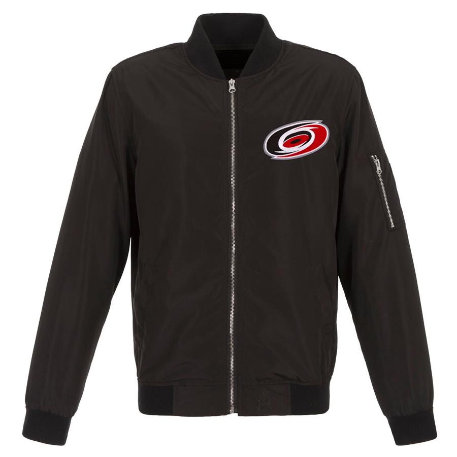 Carolina Hurricanes JH Design Lightweight Nylon Bomber Jacket - Black