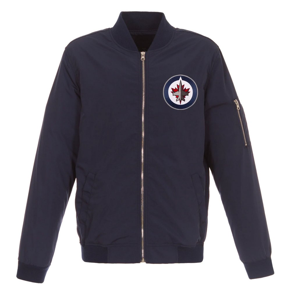 Winnipeg Jets JH Design Lightweight Nylon Bomber Jacket - Navy