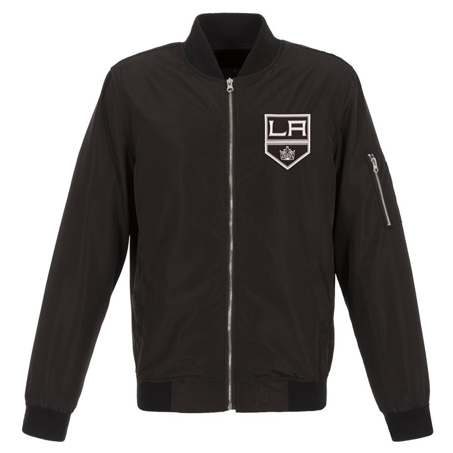 Los Angeles Kings JH Design Lightweight Nylon Bomber Jacket - Black