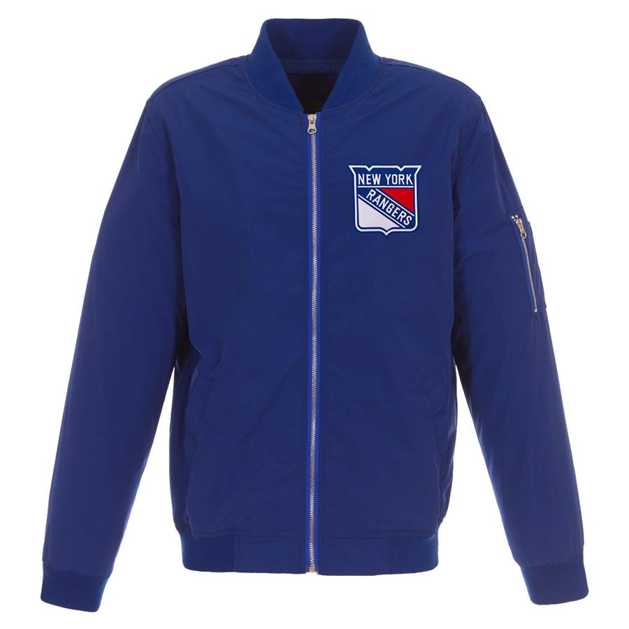 New York Rangers JH Design Lightweight Nylon Bomber Jacket - Royal
