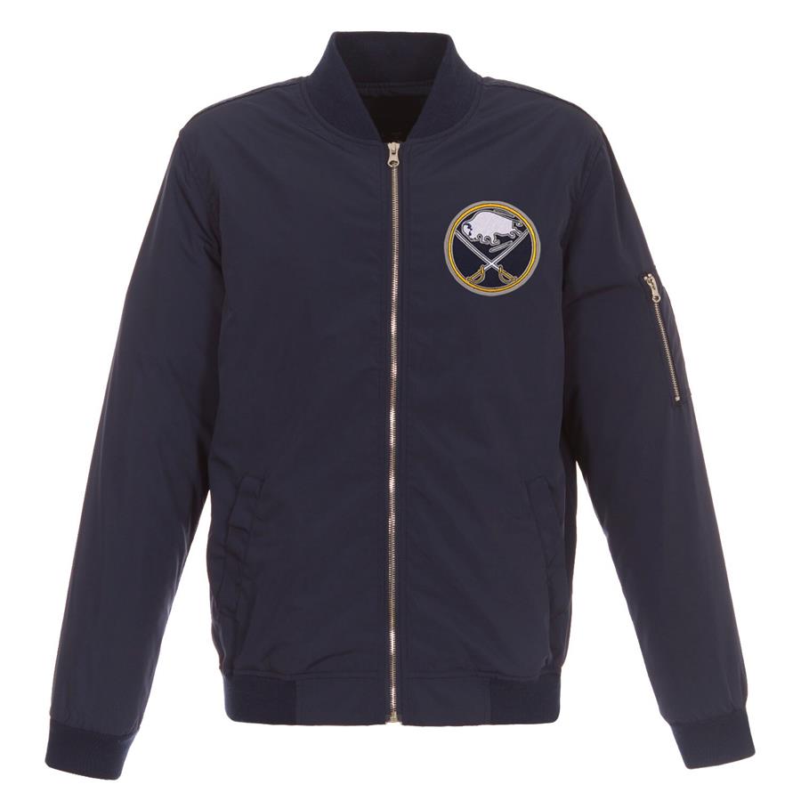 Buffalo Sabres JH Design Lightweight Nylon Bomber Jacket - Navy