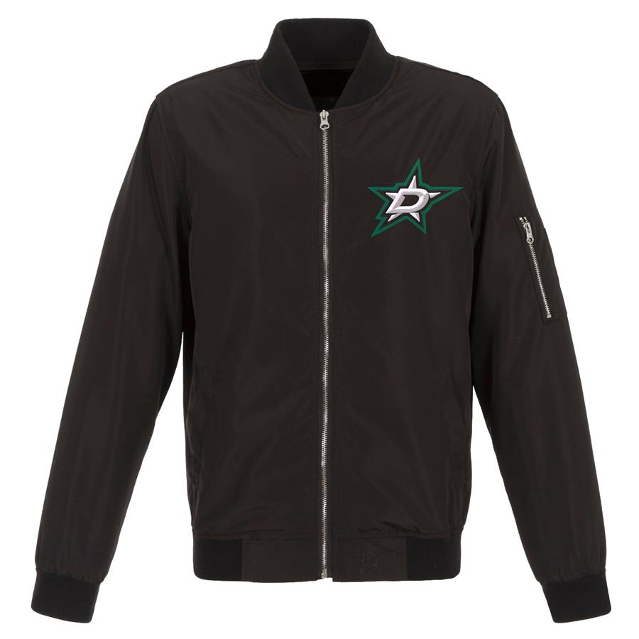 Dallas Stars JH Design Lightweight Nylon Bomber Jacket - Black