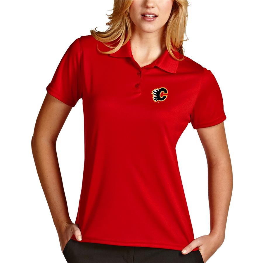 Calgary Flames Antigua Women's Exceed Desert Dry Xtra-Lite Polo - Red