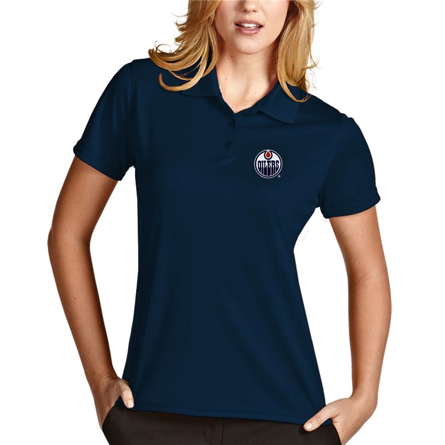 Edmonton Oilers Antigua Women's Exceed Desert Dry Xtra-Lite Polo - Navy