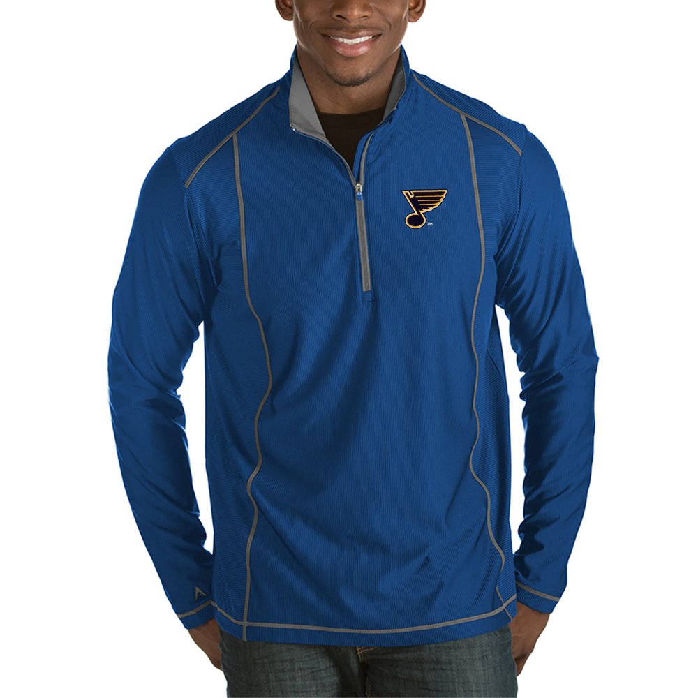 St. Louis Blues Antigua Tempo Desert Dry Half-Zip Pullover Jacket - Royal