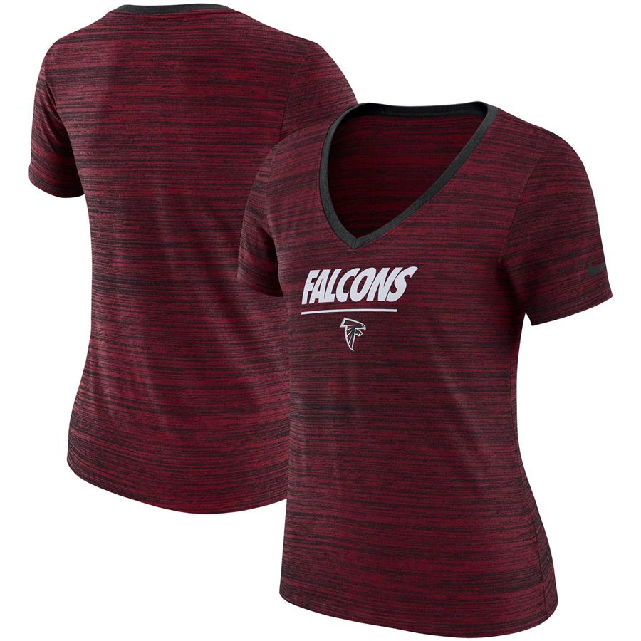 Atlanta Falcons Nike Women's Legend Velocity V-Neck Performance T-Shirt - Heathered Red